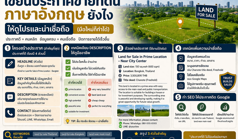 คู่มือการเขียนประกาศขายที่ดิน